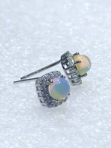 1 chiếc nhẫn vuông hở đính đá Opal Úc 925 thời trang, thích hợp cho phụ nữ đeo hàng ngày - Nhiều màu - Xem 3