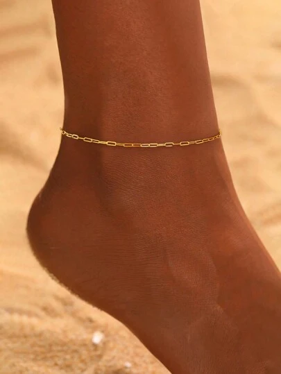 ESBERRY 1pc Geometric Chain Anklet For Women S925 Sterling Silver Valentine's Day Casual And Glamorous Fine Ladies Jewelry Gift Holiday