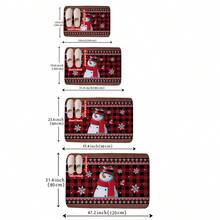 1 件圣诞红黑格子雪人图案现代简约柔软吸水防滑舒适地毯，安全抗疲劳垫适用于室内门口、厨房、洗衣房，多种款式可选 - 彩色 - 查看 3