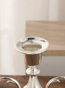 1 peça estilo boêmio liga de zinco 3 cabeças castiçal, cor prata elegante, adequado para decoração de mesa de jantar, estilo europeu para casa, hotel, casamento, festa de fim de ano, evento da empresa, igreja - Prata - Ver 4
