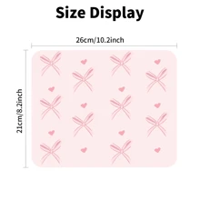 粉色鼠标垫，可爱蝴蝶结鼠标垫，方形爱心无线鼠标垫，防滑PU鼠标垫，适用于办公电脑和笔记本电脑，26*21厘米，圣诞/新年礼物（2026） - 粉色 - 查看 7