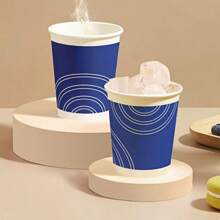 15/50个250毫升优质咖啡杯，商用礼品杯，办公茶杯，加厚饮用纸杯，果汁杯，简约创意马克杯， - 乳白色 - 查看 4