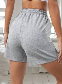 3 Packs Solid Elastic Waist Knotted Relaxed Sleep Shorts - 彩色 - 查看 3