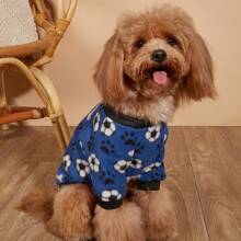 全新双面羊毛印花连帽衫，保暖宠物衣服，适合狗狗、贵宾犬、泰迪猫，批发 - 藍色 - 查看 14