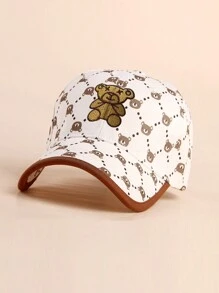 1 Trẻ Em Hoạt Hình Gấu Thêu Chống Nắng Dễ Thương Mũ Bóng Chày Cho Cuộc Sống Hàng Ngày - trắng - Xem 1