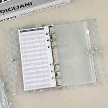 A6 泡泡蝴蝶结活页预算计划器，12 张纸张，2 个拉链袋，活页夹笔记本套装，学校用品 - 無色 - 查看 6