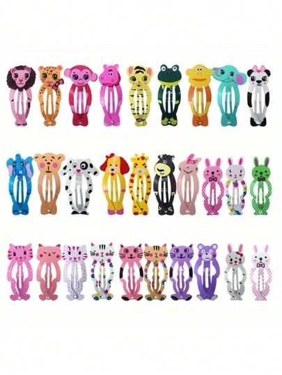 10 יח'\סט קליפס שיער מתכת מצויר וחמוד לילדות, ארנב, אריה, חתול, כלב, פנדה, פיל, אביזרי שיער צבעוניים ליומי, חופשה, מסיבה, מתנה