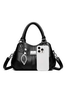 KAIDIFEINIROO 奢华设计师女士手提包 女士高品质真皮单肩包 2024 女士斜挎包 钱包和手提包 - 黑色 - 查看 3