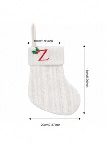 1 pièce Bas de Noël tricoté avec lettres, rouge, blanc et vert 3 couleurs, comprend 26 lettres anglaises. Peut être utilisé comme décoration de fête à la maison, ornement à accrocher au sapin de Noël ou au chevet, petit cadeau pour fête des fêtes, décoration d'Halloween - Multicolore - Voir 64