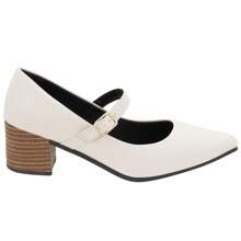 Women's Formal Doll Pumps, Low Thick Heel, Comfortable, Pointed Toe Ref.1161 - trắng - Xem 2