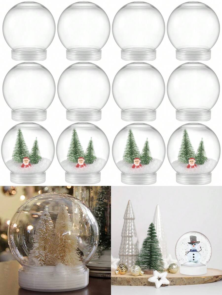 10 件/5 件 DIY 雪球水球套装 - 透明塑料带旋转盖 | 非常适合 DIY 工艺品和圣诞节、婚礼、生日、派对装饰用品 - 無色 - 查看 1