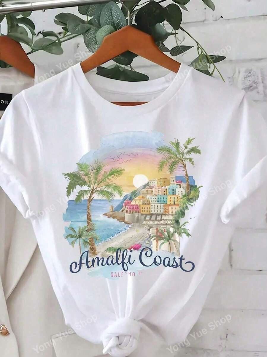 Italian Street Summer Women's T-Shirt - 白色 - 查看 1