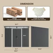 Lofka 8' X 6' Outdoor Storage Shed, Versatile Metal Garden Shed, Outdoor Storage Tool Shed, With Sliding Doors, Transparent Panel Windows, Anchors, Outdoor Storage Shed For Backyard, Patio - 灰色 - 查看 3
