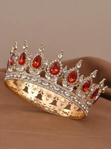 1pc Bride Crown Tiara, Wedding Crown Alloy Crystal Headpiece, Birthday Party Christmas Carnival Decoration Hair Accessory - Round Crown HG384 - View 12