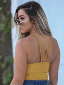 Basic Women's Tank Top, Suplex Fabric With Cup, Size M Fits Up To G - Mustard Yellow - View 2