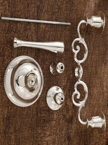1 peça estilo boêmio liga de zinco 3 cabeças castiçal, cor prata elegante, adequado para decoração de mesa de jantar, estilo europeu para casa, hotel, casamento, festa de fim de ano, evento da empresa, igreja - Prata - Ver 7