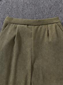 Left Mama 3pcs/Set Tween Girls Solid Color Long Sleeve Mock Neck Vest Top And Straight Pants Set, Spring/Autumn