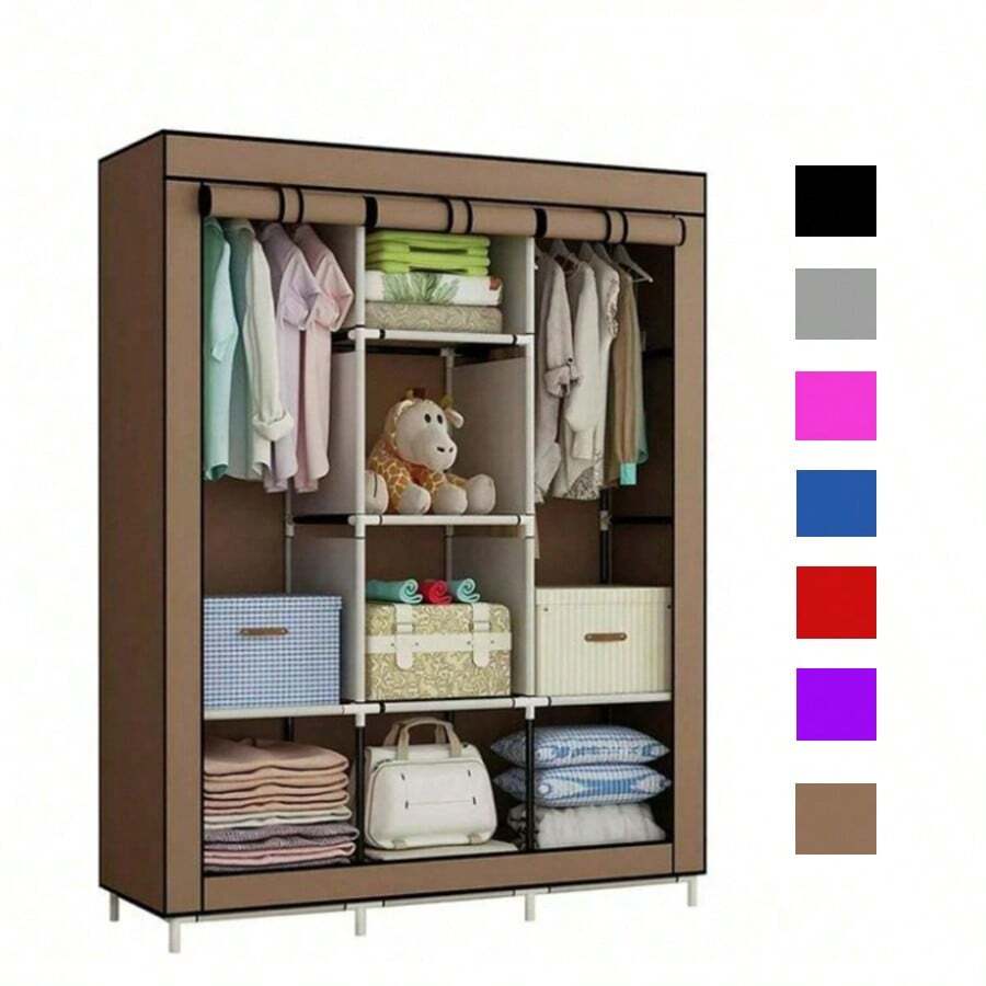 Portable Multifunctional Storage Closet Rack With Dustproof Canvas, Multi-Color Option, Fashionable Household Items, Clothes In The Bedroom And Things In The Living Room