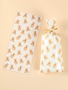 25/50 件可爱熊图案礼品袋，带金属扭结的礼品包装袋，婚礼节日生日派对用品，性别揭秘派对宝贝送礼会新娘送礼会礼物 - 彩色 - 查看 2