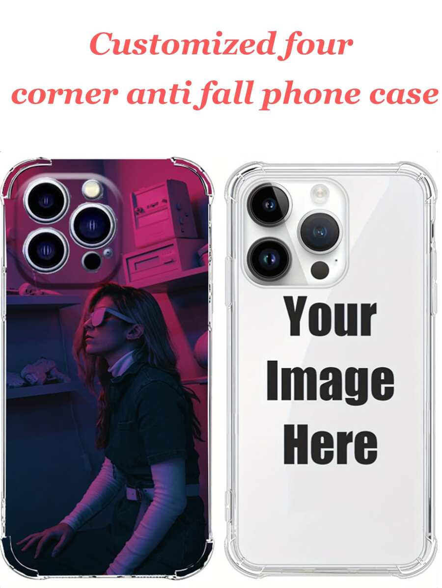 1pc Customized TPU Transparent Corner Shockproof Phone Case Cute,Colorful,Stylish,Kawaii Custom,Personalized,Unique,Customized Ideal Gifts For Him,Ideal Gifts For Her Boyfriend,Girlfriend,Family,Friends,Grandparents,Couple,Pet Lovers For Anniversaries,For Birthdays,For Graduation,For Weddings,For Prom,For Mother's Day,For Father's Day