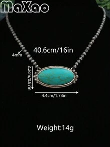 Vintage European & American Bohemian Style Turquoise Necklace For Women, Suitable For Party, Travel, Gift For Festivals & Anniversaries. Please Share Photo Review If You Like The Product.
