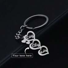 1pc Customized 1-5 Names Heart-Shaped Keychain, Stainless Steel Personalized Surname Pendant Keyring Gift For Family