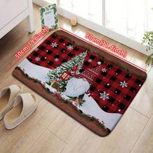 1 bucată Crăciun, roșu, negru, carouri, pitic și model de pom de Crăciun, covor decorativ de familie - Covor modern, minimalist, super absorbant, anti-alunecare, moale, prietenos cu pielea, rezistent la oboseală, covoraș antiderapant pentru intrare interioară, ușă din față, bucătărie, spălătorie, mai multe stiluri disponibile