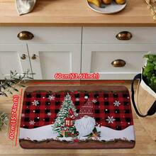 1 bucată Crăciun, roșu, negru, carouri, pitic și model de pom de Crăciun, covor decorativ de familie - Covor modern, minimalist, super absorbant, anti-alunecare, moale, prietenos cu pielea, rezistent la oboseală, covoraș antiderapant pentru intrare interioară, ușă din față, bucătărie, spălătorie, mai multe stiluri disponibile