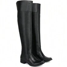 Women's Over The Knee Long Leather Boot - màu đen - Xem 3