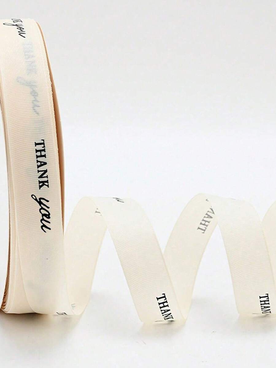 1 Roll Of Thank You Polyester Ribbon, Packaging Tape, Flower Gift