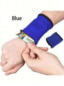 1 pieza Brazalete deportivo - Alta elasticidad, quédese  y con estilo con esta mini billetera de muñeca unisex con bolsillo con cremallera, bolsa transpirable para teléfono móvil, se pueden guardar llaves, identificación, tarjetas, efectivo, opción ideal para regalos - perfecto para gimnasio, fitness, deportes, al aire libre, correr, ciclismo y talla grande.