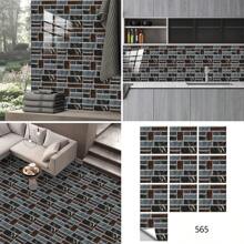 10Pcs/Set Simple Brick Shape Pattern Self-Adhesive Floor Sticker For Office Home Kitchen Bathroom Living Room Floor And Wall Decoration, Renovation Stickers Peel Wall Panels, Wall Paper, Wallpapers, Spring Decoration Items Refresh Your Home, Festival Decoration Stickers Gifts Birthday Graduation - Multicolor - View 13