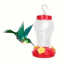 1個塑料蜂鳥餵食器,掛式蜂鳥餵食器,鳥類飲水器,後院觀鳥及野生動物用品 - 彩色 - 查看 3