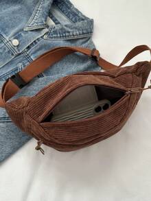 Casual Large Capacity Woven Grass Multiple Pocket Waist Bag/Chest Bag, Lightweight And Compact For Vacation And Sports, Unisex