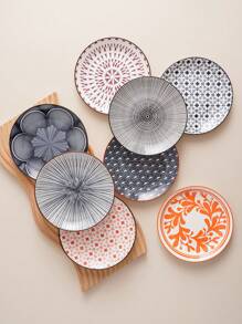 2 件陶瓷图案圆形盘子，北欧现代奢华，适用于微波炉、洗碗机、烤箱，非常适合节日派对、酒店、餐厅、家居 - 多用途甜点、意大利面、水果盘圣诞礼物