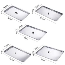 蛋糕烘焙糕点储存托盘不锈钢蒸香肠盘长方形水果盘餐厅酒店面包烤盘、厨房、圣诞礼物