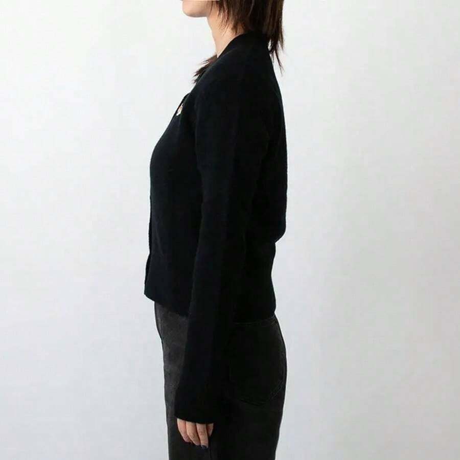 Maison Kitsuné Baby Fox Patch Wool Cardigan Black SHEIN USA