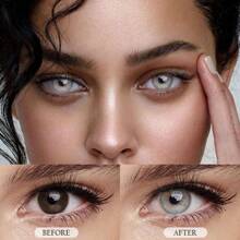 1 Pair Natural Color Soft & Colorful Contact Lenses Halloween Costume Cosplay - Grey - View 3