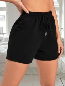 3pcs Solid Color Elastic Waist Tie Loose Pajama Pants - Multicolor - View 11