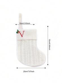 1 pièce Bas de Noël tricoté avec lettres, rouge, blanc et vert 3 couleurs, comprend 26 lettres anglaises. Peut être utilisé comme décoration de fête à la maison, ornement à accrocher au sapin de Noël ou au chevet, petit cadeau pour fête des fêtes, décoration d'Halloween - Multicolore - Voir 54