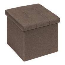 Bonlife Grey Folding Linen Fabric Ottoman Storage Boxes With Lids,32cm Cube Small Footstool Seat Reat Toy Box Storage Chest For Living Room Back To School Dormitory Storage