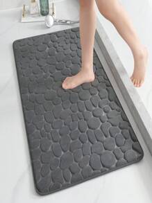 1pc Classic All Season Stone Texture Embossed Memory Foam PVC Absorbent Anti-Slip Bottom Bathroom Mat, Long Bath Rug Carpet Home Bathroom Decor Outdoor Rug Door Mat Summer Bathroom Accessories - Black - View 13