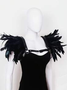 1 Feather Shawl Fashionable Feather Shoulder Strap Gothic Fake Collar Gothic Personalized Decorative Accessories Role-Playing Party Stage Performance Props Halloween CostumeOther Natural Feather Feather Four Seasons