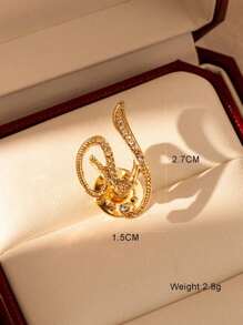 1pc-26pcs Alphabet Shaped Alloy & Rhinestone Brooch Pin For Clothes & Accessories, Fashionable & Versatile Collar Pin,Bag Accessories Gifts For Women - Gold - View 28