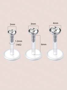 1PC 16G Đẩy Vào Nhẫn Mũi Không Lông Mày Đinh Tán Môi Labret Trang Sức Đinh Mũi Phẳng Mặt Sau UV Bạc Vàng Thép Không Gỉ Sụn Helix Tragus Hoa Tai Cho Phụ Nữ Thanh 6mm Kim Cương 2mm 3mm 4mm - Nhiều màu - Xem 2