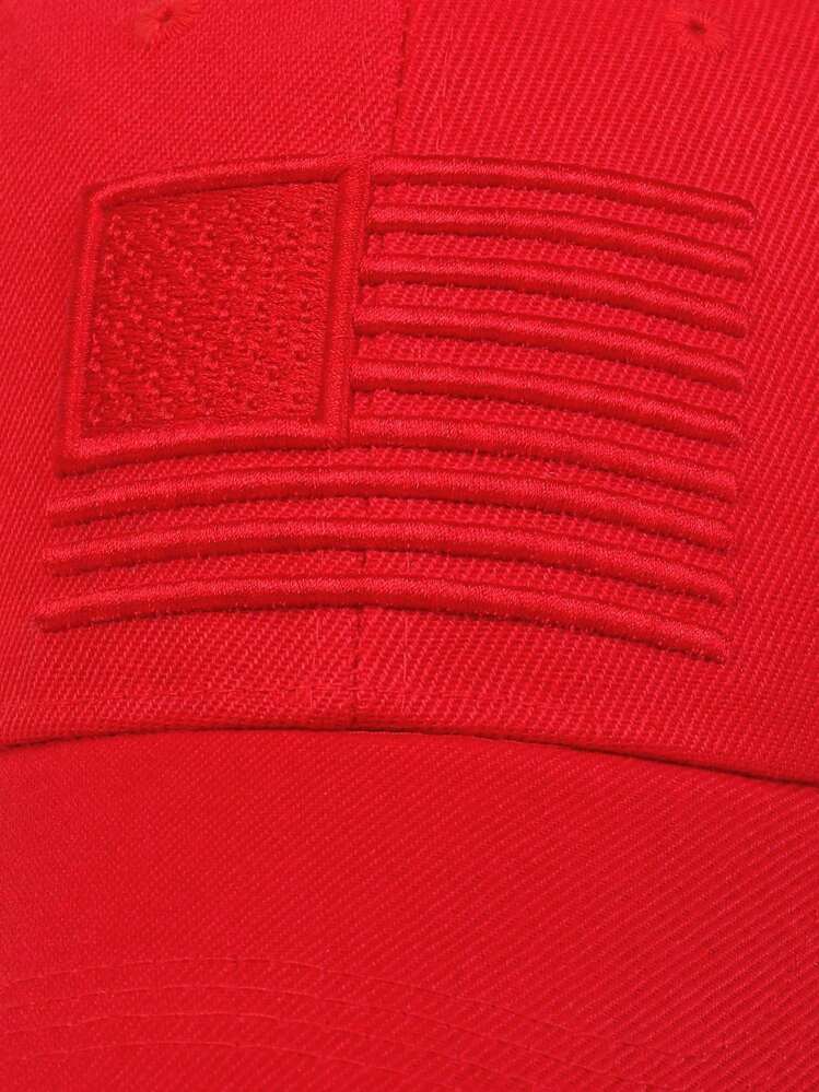 1pc Men American Flag Embroidered Baseball Cap, Adjustable Casual Hat, Spring Autumn,Summer,Beach,Holiday,Festival,Travel - Red - View 5