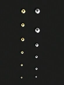 12 格 3D 钢珠美甲装饰金银金属迷你珠子混合尺寸圆球 DIY 指甲设计装饰珠宝配件，含 2 支指甲蜡笔、1 把镊子、1 把迷你铅笔刀 - 彩色 - 查看 3