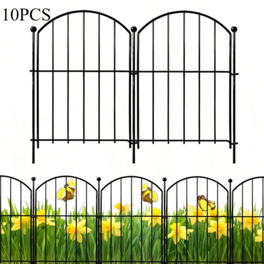 Decorative Garden Fence 10 Panels, 17 (H) X 13 Inch (L) Rustproof Metal