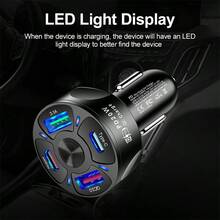 1 件 PD20W 车载充电器 QC3.0 快速充电一拖四汽车点烟器插头 4 车载充电器闪充适用于所有车型 - 多色 - 查看 9