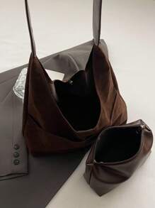 low tea 2 piezas Bolso de mujer tipo tote, bolso de hombro vintage casual de gran capacidad con múltiples bolsillos, cierre magnético, correa de hombro ajustable, adecuado para adolescentes, estudiantes universitarias, personas que van a la oficina, viajes, bolso, bolso vintage inspirado en el estilo retro para mujeres